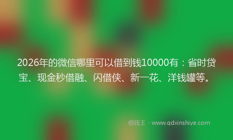 2026年的微信哪里可以借到钱10000有：省时贷宝、现金秒借融、闪借侠、新一花、洋钱罐等。