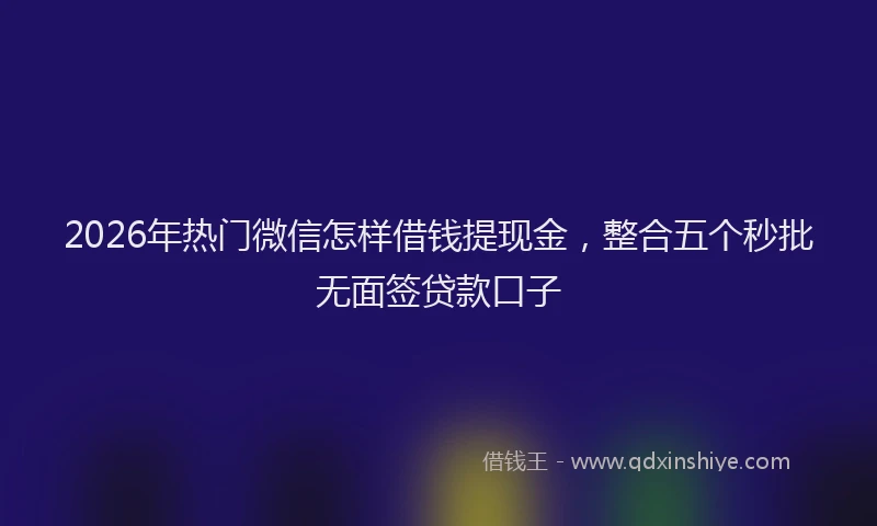 2026年热门微信怎样借钱提现金，整合五个秒批无面签贷款口子