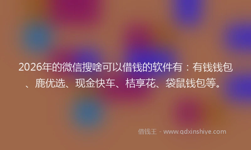 2026年的微信搜啥可以借钱的软件有：有钱钱包、鹿优选、现金快车、桔享花、袋鼠钱包等。