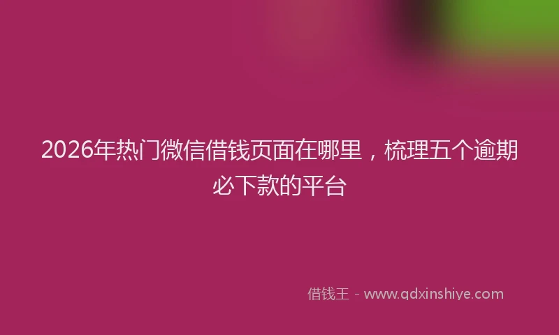 2026年热门微信借钱页面在哪里，梳理五个逾期必下款的平台
