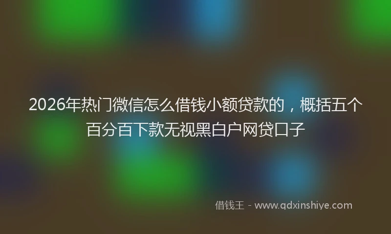 2026年热门微信怎么借钱小额贷款的，概括五个百分百下款无视黑白户网贷口子