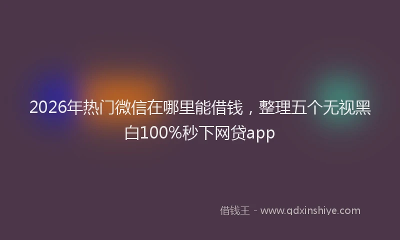 2026年热门微信在哪里能借钱，整理五个无视黑白100%秒下网贷app