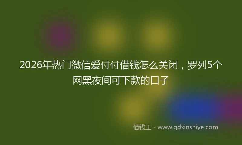 2026年热门微信爱付付借钱怎么关闭，罗列5个网黑夜间可下款的口子