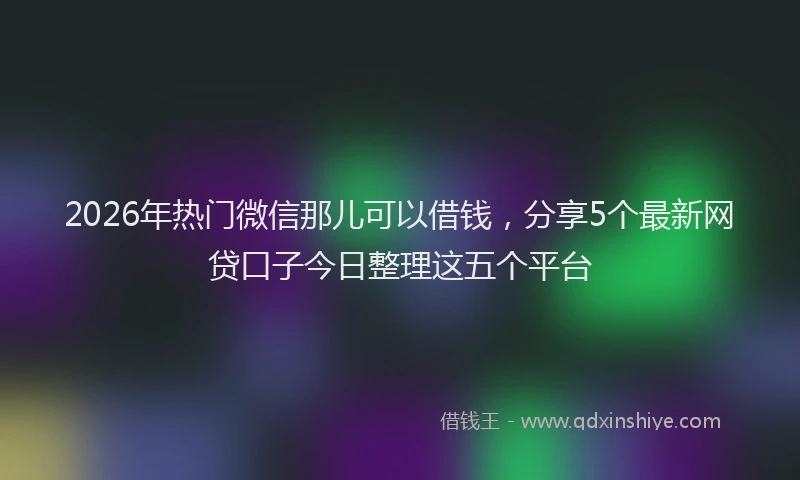 2026年热门微信那儿可以借钱，分享5个最新网贷口子今日整理这五个平台