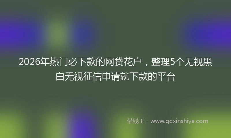 2026年热门必下款的网贷花户，整理5个无视黑白无视征信申请就下款的平台