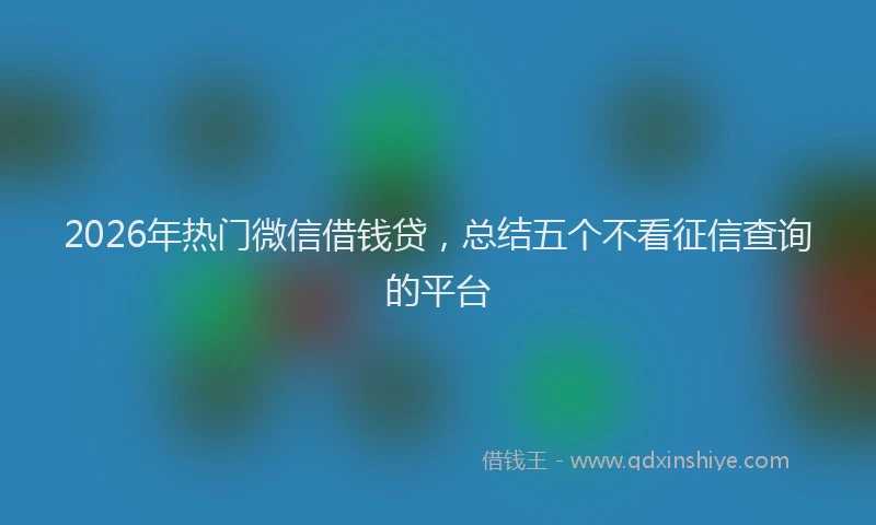 2026年热门微信借钱贷，总结五个不看征信查询的平台