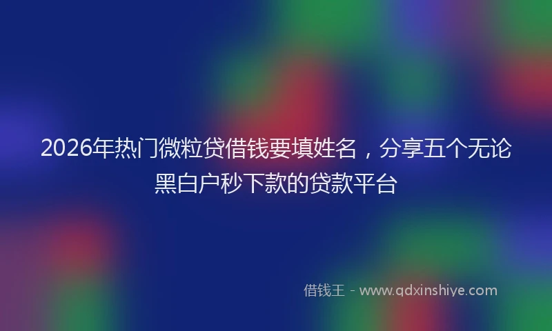 2026年热门微粒贷借钱要填姓名，分享五个无论黑白户秒下款的贷款平台