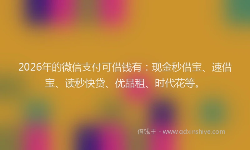 2026年的微信支付可借钱有:现金秒借宝、速借宝、读秒快贷、优品租、时代花等。