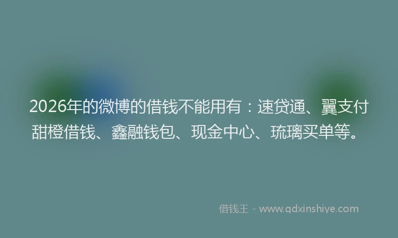 2026年的微博的借钱不能用有：速贷通、翼支付甜橙借钱、鑫融钱包、现金中心、琉璃买单等。