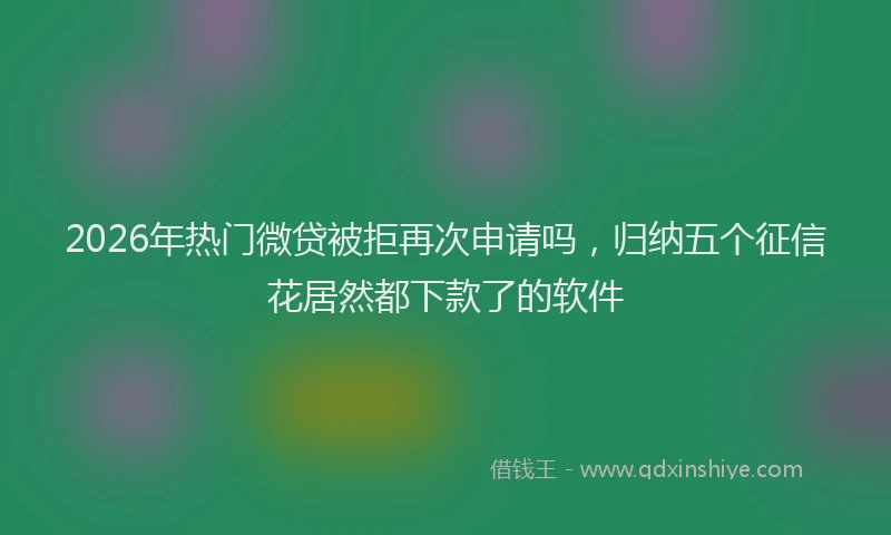 2026年热门微贷被拒再次申请吗,归纳五个征信花居然都下款了的软件