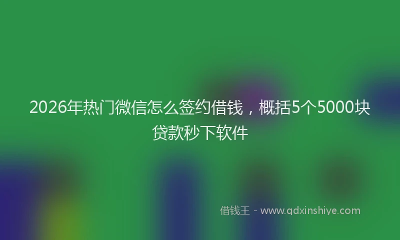 2026年热门微信怎么签约借钱，概括5个5000块贷款秒下软件
