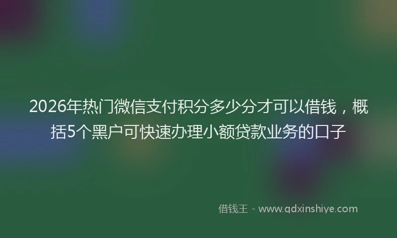 2026年热门微信支付积分多少分才可以借钱，概括5个黑户可快速办理小额贷款业务的口子
