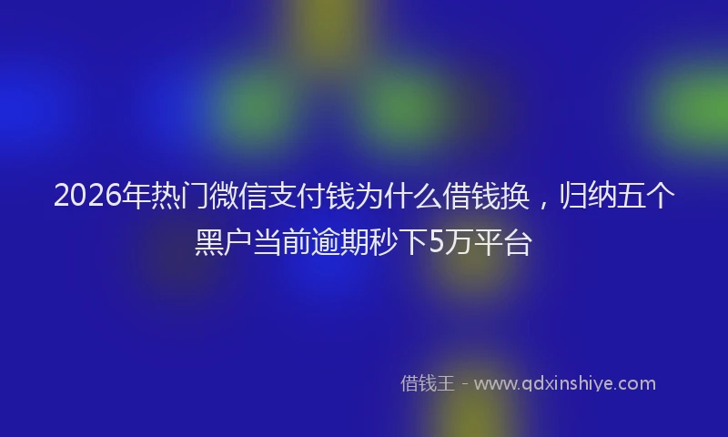 2026年热门微信支付钱为什么借钱换，归纳五个黑户当前逾期秒下5万平台