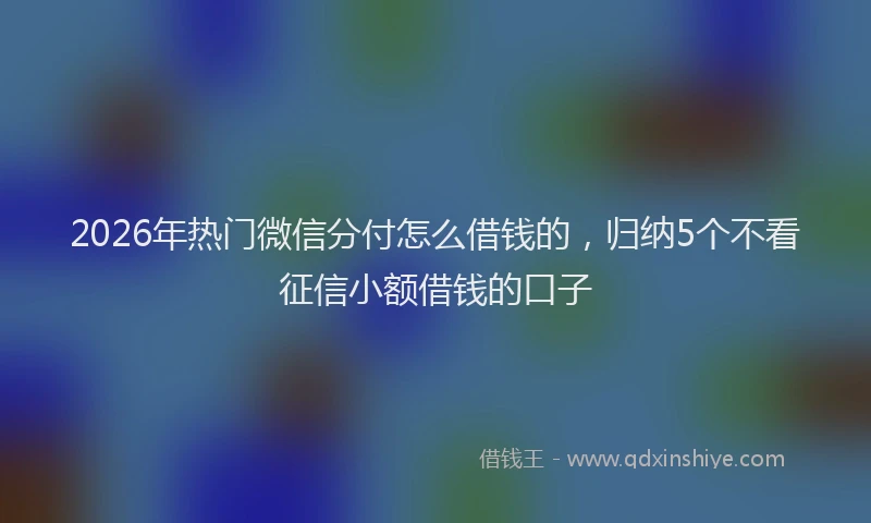 2026年热门微信分付怎么借钱的，归纳5个不看征信小额借钱的口子
