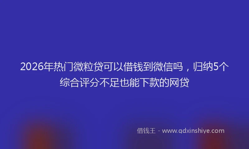2026年热门微粒贷可以借钱到微信吗，归纳5个综合评分不足也能下款的网贷