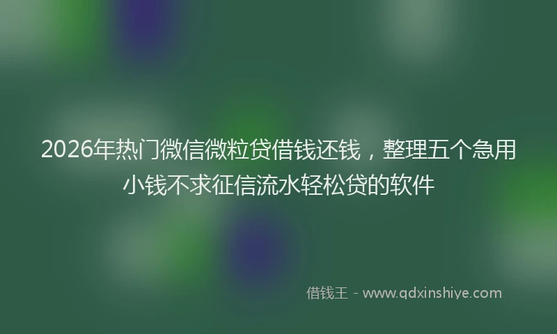 2026年热门微信微粒贷借钱还钱，整理五个急用小钱不求征信流水轻松贷的软件