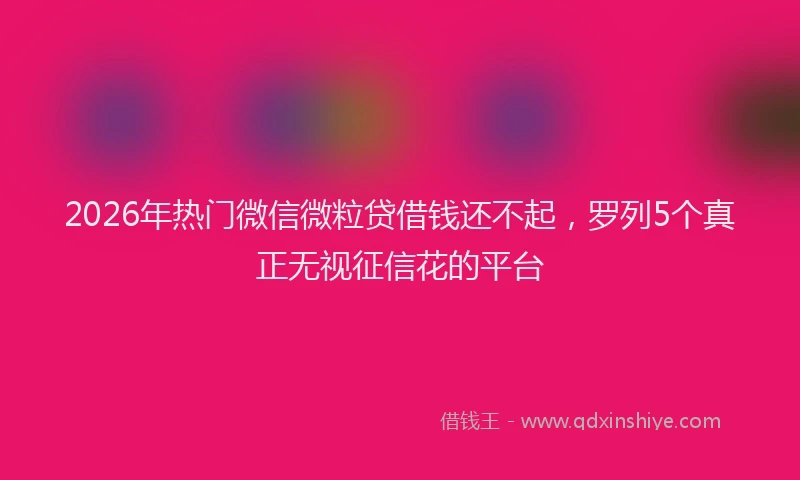 2026年热门微信微粒贷借钱还不起，罗列5个真正无视征信花的平台