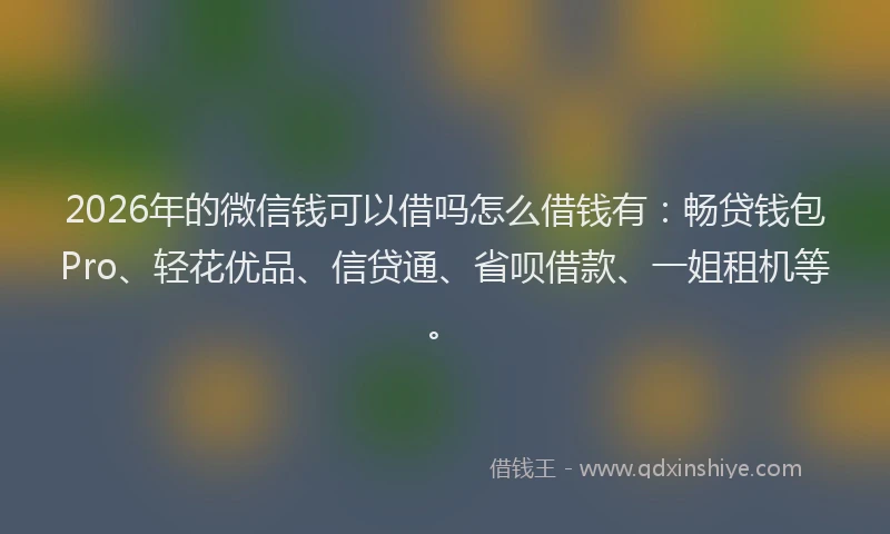 2026年的微信钱可以借吗怎么借钱有：畅贷钱包Pro、轻花优品、信贷通、省呗借款、一姐租机等。