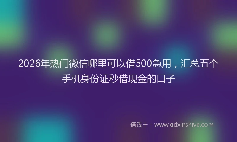 2026年热门微信哪里可以借500急用，汇总五个手机身份证秒借现金的口子