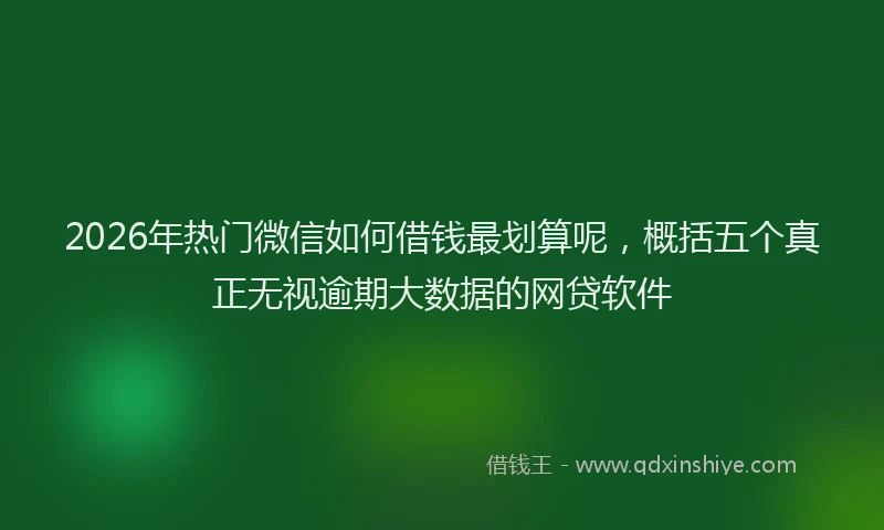 2026年热门微信如何借钱最划算呢,概括五个真正无视逾期大数据的网贷软件