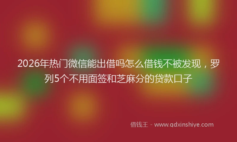 2026年热门微信能出借吗怎么借钱不被发现，罗列5个不用面签和芝麻分的贷款口子