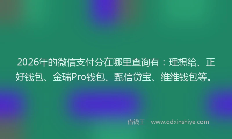 2026年的微信支付分在哪里查询有：理想给、正好钱包、金瑞Pro钱包、甄信贷宝、维维钱包等。