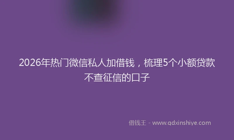 2026年热门微信私人加借钱，梳理5个小额贷款不查征信的口子