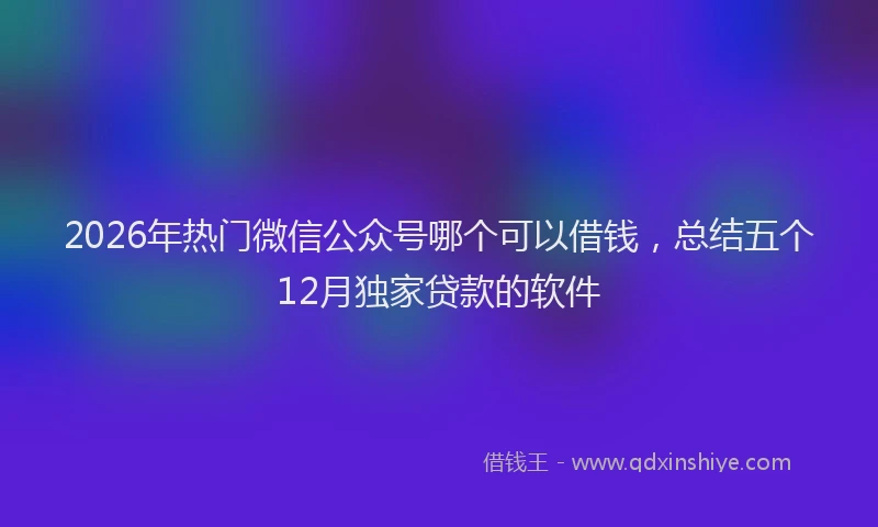 2026年热门微信公众号哪个可以借钱，总结五个12月独家贷款的软件