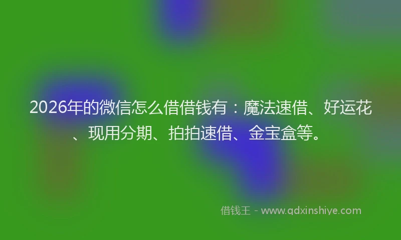 2026年的微信怎么借借钱有：魔法速借、好运花、现用分期、拍拍速借、金宝盒等。