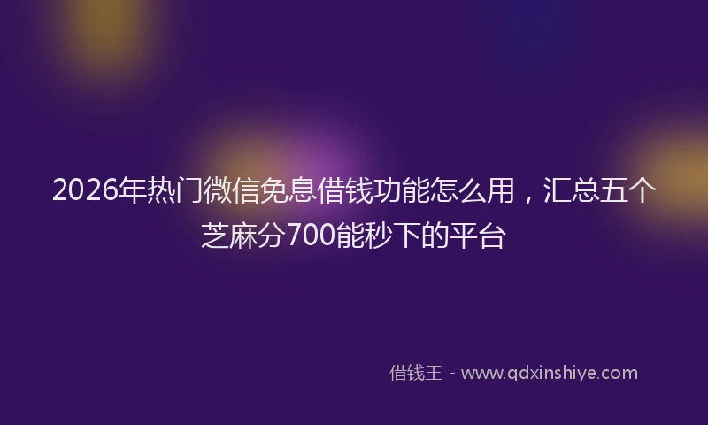 2026年热门微信免息借钱功能怎么用，汇总五个芝麻分700能秒下的平台