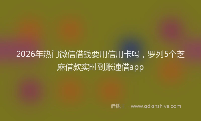 2026年热门微信借钱要用信用卡吗，罗列5个芝麻借款实时到账速借app