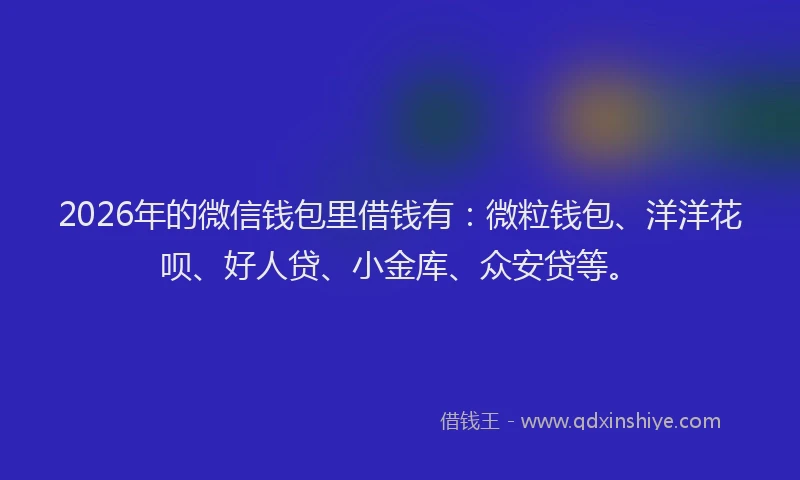 2026年的微信钱包里借钱有:微粒钱包、洋洋花呗、好人贷、小金库、众安贷等。