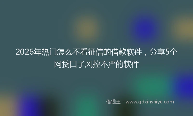 2026年热门怎么不看征信的借款软件，分享5个网贷口子风控不严的软件