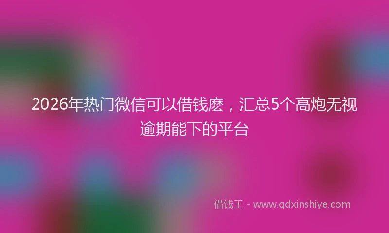 2026年热门微信可以借钱麽，汇总5个高炮无视逾期能下的平台