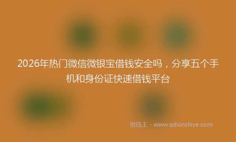 2026年热门微信微银宝借钱安全吗，分享五个手机和身份证快速借钱平台