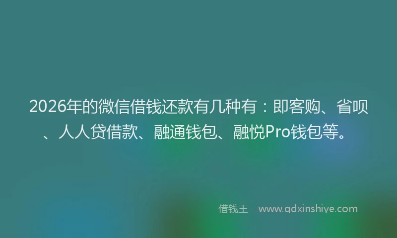 2026年的微信借钱还款有几种有：即客购、省呗、人人贷借款、融通钱包、融悦Pro钱包等。