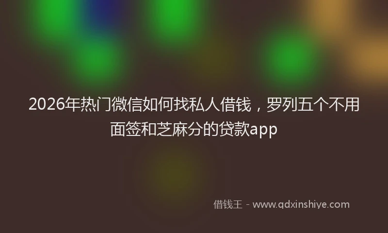 2026年热门微信如何找私人借钱，罗列五个不用面签和芝麻分的贷款app