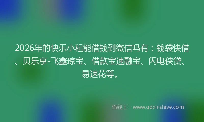 2026年的快乐小租能借钱到微信吗有：钱袋快借、贝乐享-飞鑫琼宝、借款宝速融宝、闪电侠贷、易速花等。