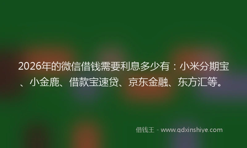 2026年的微信借钱需要利息多少有：小米分期宝、小金鹿、借款宝速贷、京东金融、东方汇等。