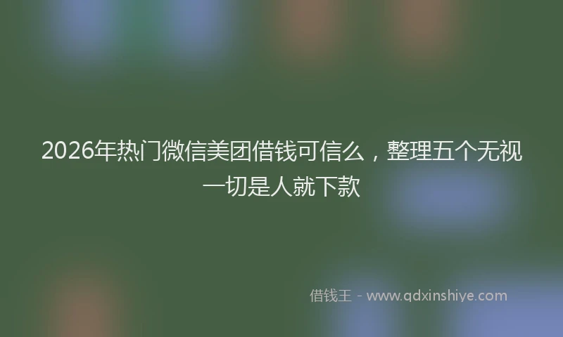 2026年热门微信美团借钱可信么，整理五个无视一切是人就下款