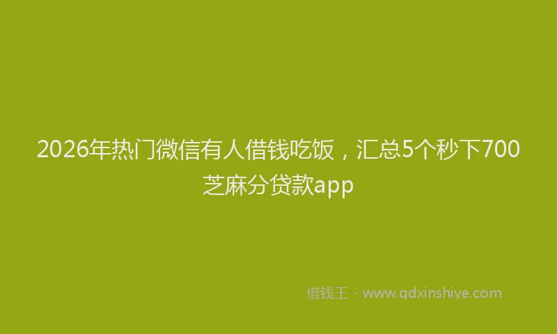 2026年热门微信有人借钱吃饭，汇总5个秒下700芝麻分贷款app