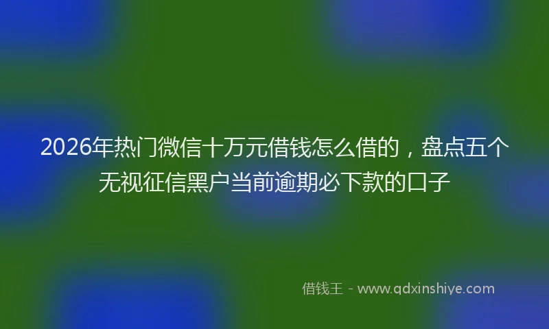 2026年热门微信十万元借钱怎么借的，盘点五个无视征信黑户当前逾期必下款的口子