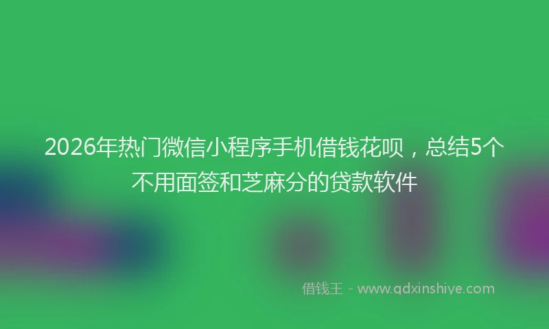 2026年热门微信小程序手机借钱花呗，总结5个不用面签和芝麻分的贷款软件