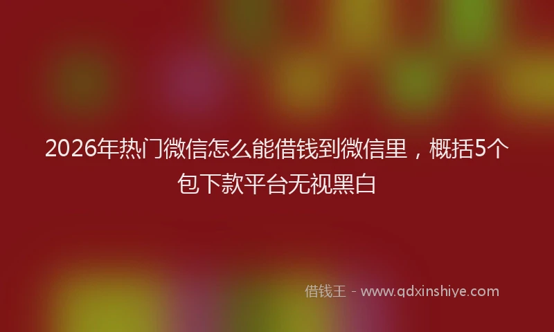 2026年热门微信怎么能借钱到微信里，概括5个包下款平台无视黑白