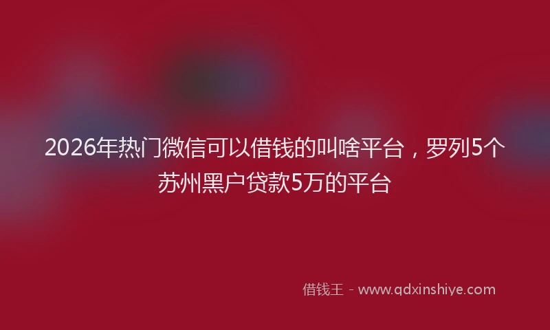 2026年热门微信可以借钱的叫啥平台，罗列5个苏州黑户贷款5万的平台