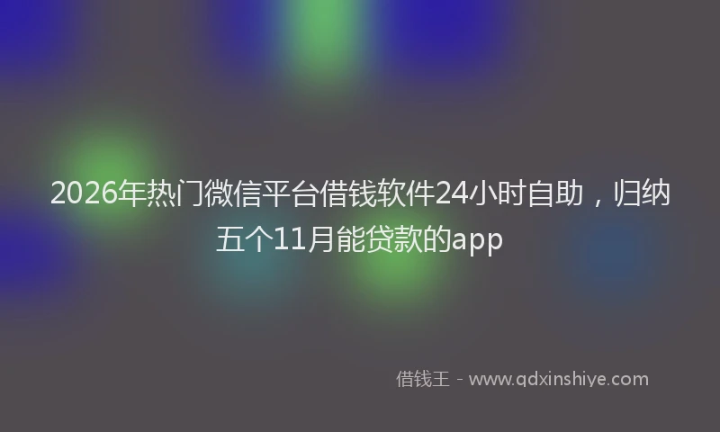 2026年热门微信平台借钱软件24小时自助，归纳五个11月能贷款的app