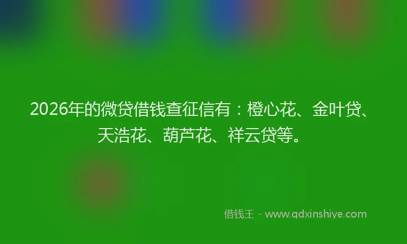 2026年的微贷借钱查征信有：橙心花、金叶贷、天浩花、葫芦花、祥云贷等。