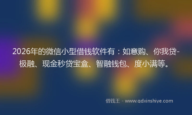2026年的微信小型借钱软件有：如意购、你我贷-极融、现金秒贷宝盒、智融钱包、度小满等。