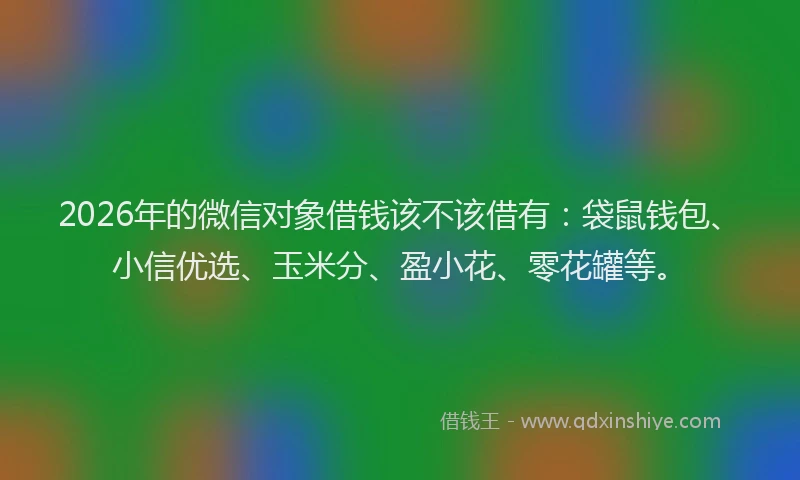2026年的微信对象借钱该不该借有：袋鼠钱包、小信优选、玉米分、盈小花、零花罐等。