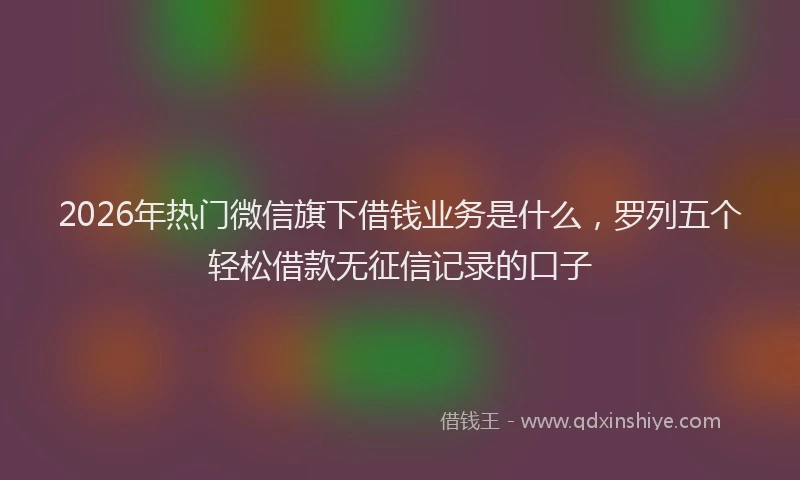 2026年热门微信旗下借钱业务是什么，罗列五个轻松借款无征信记录的口子